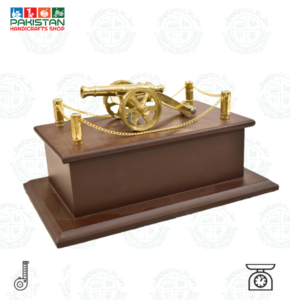 Gun Brass Wood Base Golden
