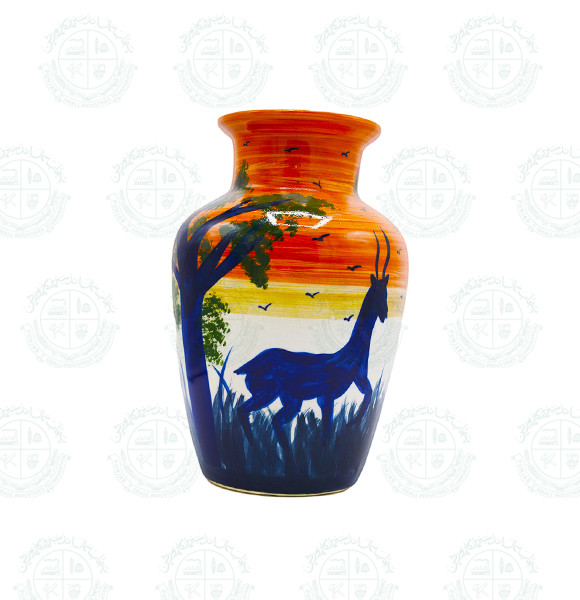 Blue Pottery vase Calligraphy (B)