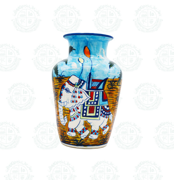 Blue Pottery vase Calligraphy (D)