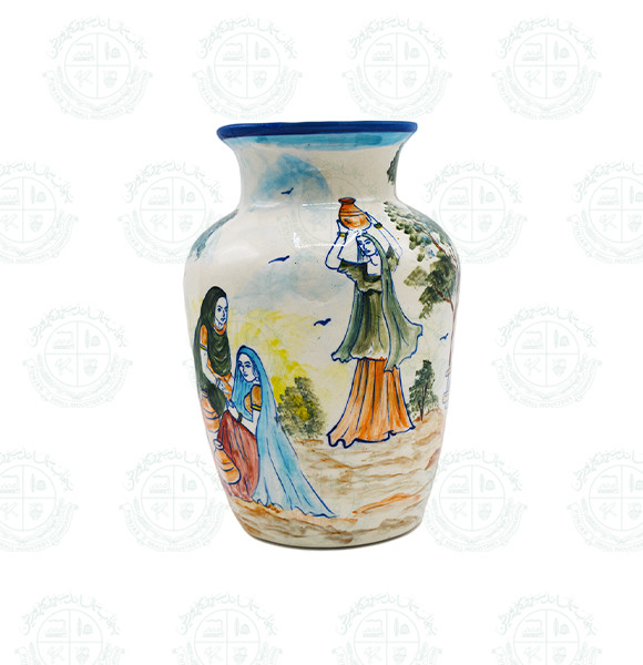 Blue Pottery vase Calligraphy (C)