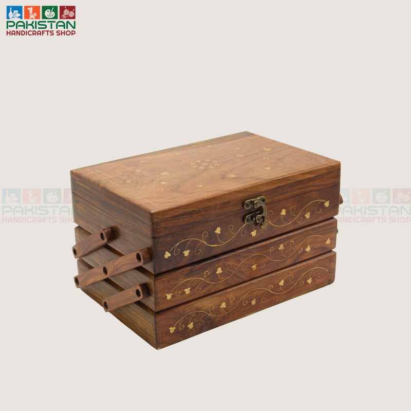Wooden Jewellery Box Three Layer