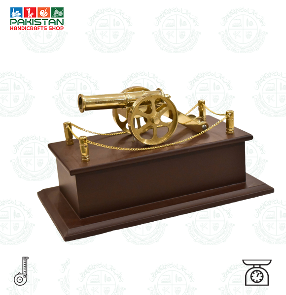 Gun Brass Wood Base Golden