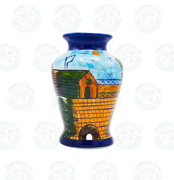 Blue Pottery vase Calligraphy (F)