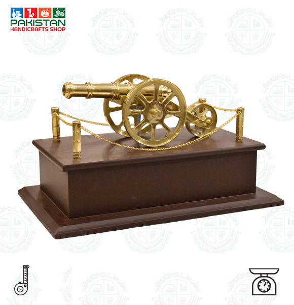 Gun Brass Wood Base Golden