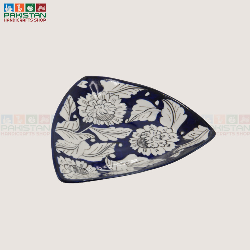 Blue Pottery Triangle Dish