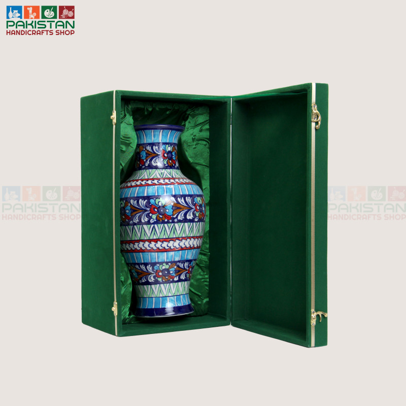 Blue Pottery Vase With Box