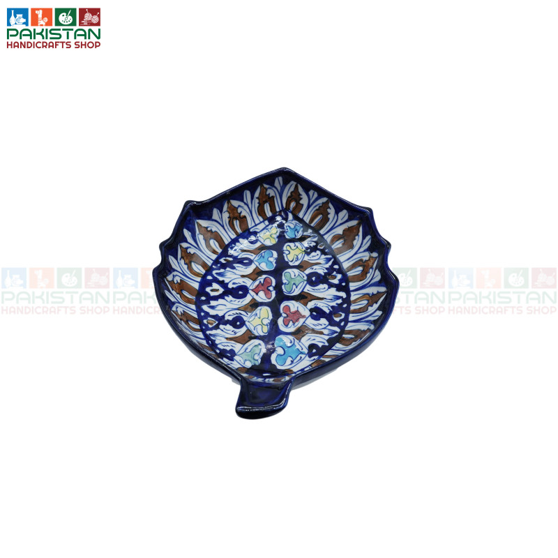 Blue pottery Leaf Dish