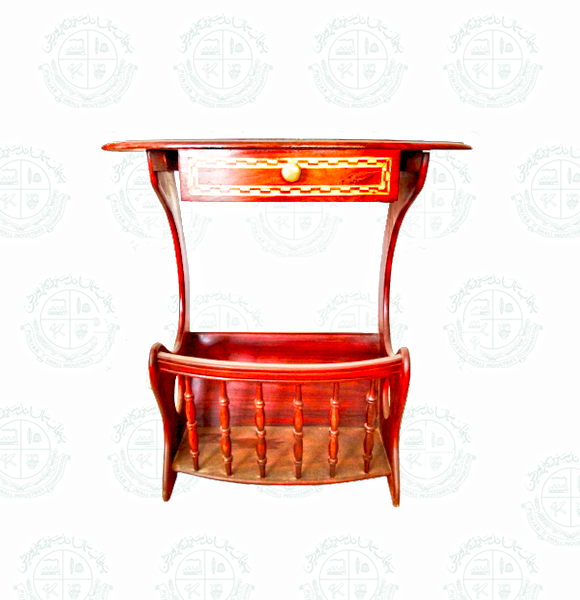 Magazine Table Oval Wood Inlay