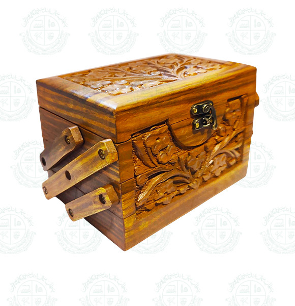 Carved Triple Deck Jewellery Box