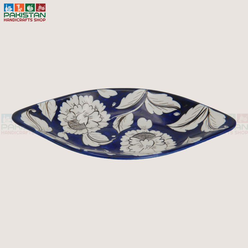 Blue Pottery Ship Dish