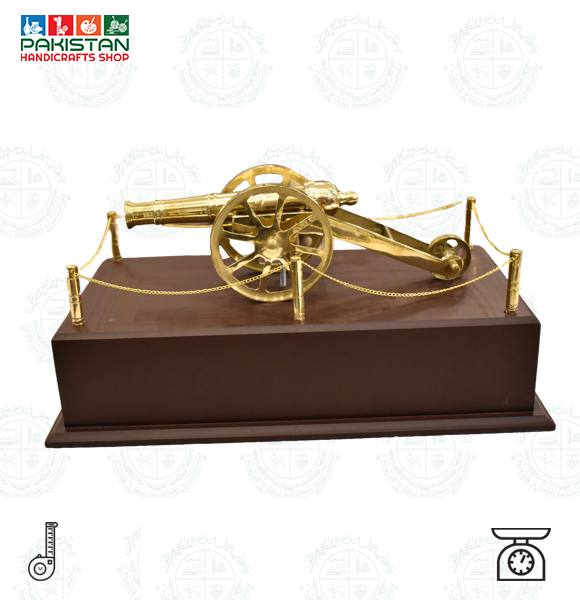 Gun Brass Wood Base Golden